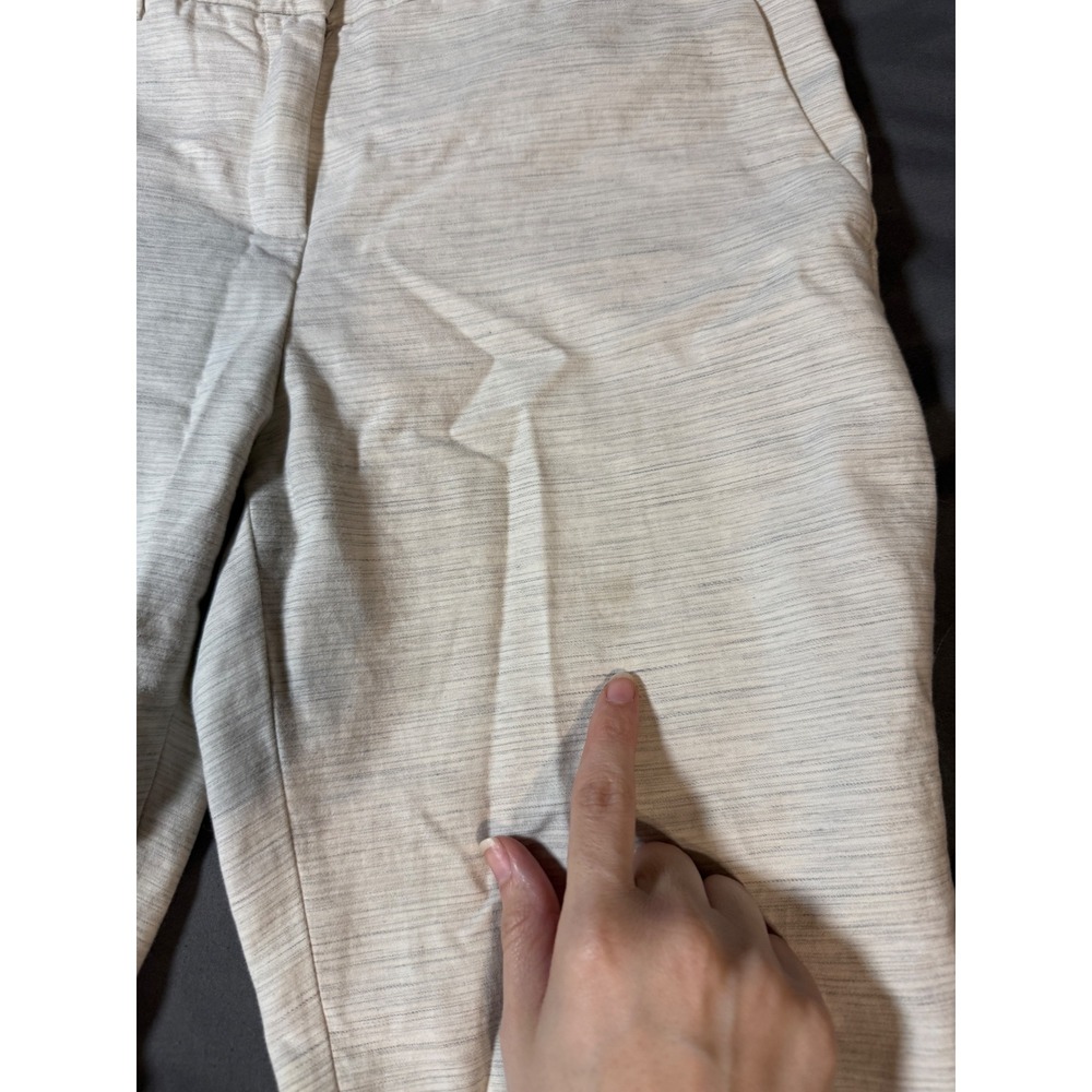 Gap Perfect Trousers Capri‎ Cropped Pants Size 4R Cream Gray Pockets Flat Front - Picture 2 of 8